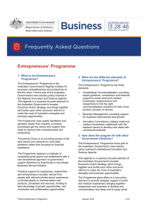 FAQs - Entrepreneurs Programme