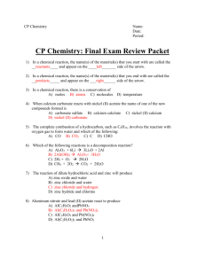 CP Chem Final Exam Review--