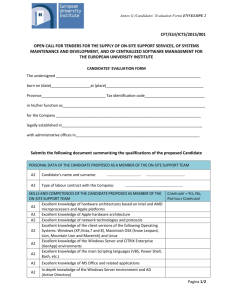 Annex G - Candidates Evaluation Form