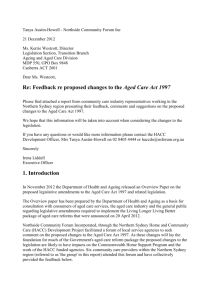 Re: Feedback re proposed changes to the Aged Care Act 1997