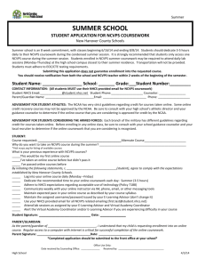 summer school student application for ncvps coursework