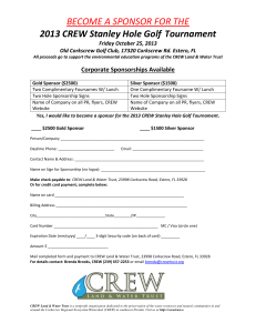 BECOME A SPONSOR FOR THE 2013 CREW Stanley Hole Golf