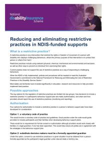 Reducing and eliminating restrictive practices in NDIS