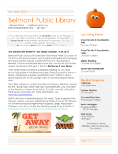 October 20 5:30pm - Belmont Public Library