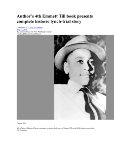 Author`s 4th Emmett Till book presents complete historic lynch