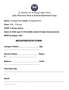 Basketball Camp Registration Form