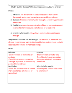 STUDY GUIDE: Osmosis/Diffusion, Measurement, Source of Error