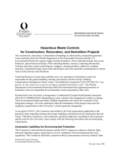 Hazardous Waste Controls for Construction, Renovation, and