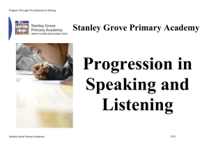 Progression in Speaking and Listening Stanley Grove Primary