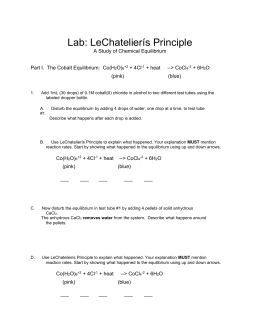 lab report disturbing of equilibrium le chatelier s principle This general principle, that any change imposed on a system at equilibrium will cause the equilibrium to shift in the direction that counteracts the change, is called “le chatelier’s principle” and it applies to all systems in dynamic equilibrium. lab report disturbing of equilibrium le chatelier s principle This general principle, that any change imposed on a system at equilibrium will cause the equilibrium to shift in the direction that counteracts the change, is called “le chatelier’s principle” and it applies to all systems in dynamic equilibrium.