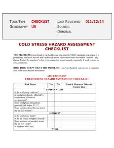 cold stress hazard assessment checklist