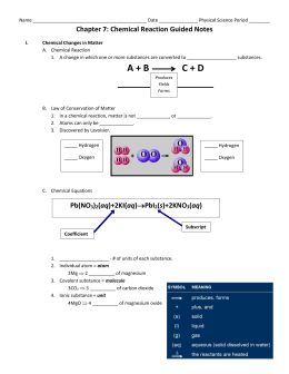 Chapter 21- Chemical Reactions