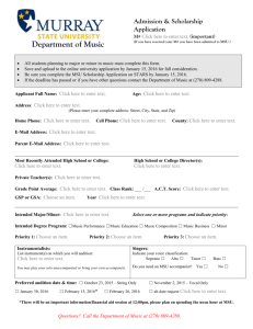 Department of Music Admission & Scholarship Application