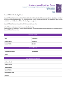 Student Affiliate Application Form - The Faculty of Forensic & Legal