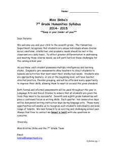 7th Humanities Syllabus - Oak Park Unified School District