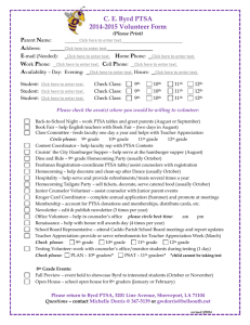 the PTSA Volunteer Form for the 2014