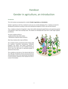 Handout Gender in agriculture, an introduction