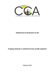 CCA NFP Regulator  - Community Council for Australia