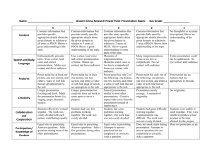 Name: Ancient China Research Power Point Presentation Rubric