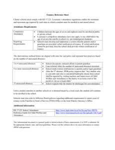 Truancy Reference Sheet - Jefferson Parish Public School System
