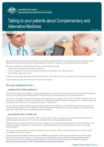Talking to your patients about Complementary and Alternative