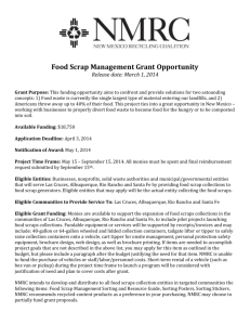 Food Scrap Management Grant Opportunity Release date: March 1