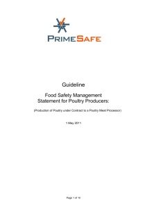 Food Safety Management Statement for Poultry