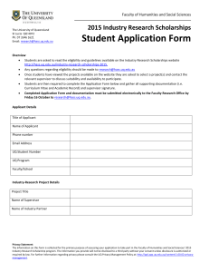 Student Application Form - Faculty of Humanities and Social Sciences
