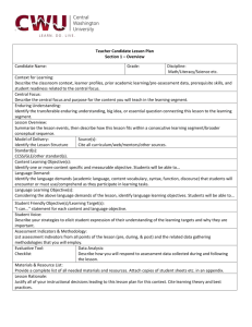 Teacher Candidate Lesson Plan Section 1 – Overview Candidate