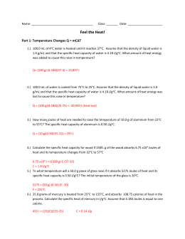 Specific Heat and Heat Capacity Worksheet