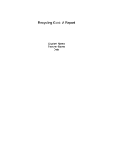 Report Example - Recycling Gold
