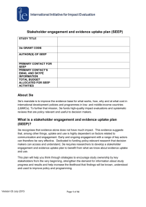 What is a stakeholder engagement and evidence uptake plan (SEEP)?
