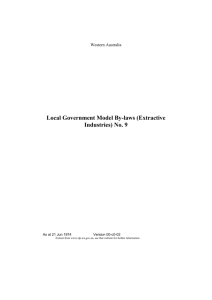 Local Government Model By-laws (Extractive Industries) No. 9