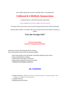 A Cultural Travel & LifeStyle Immersion Program for