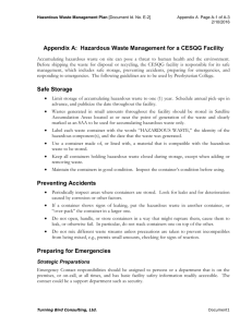 Hazardous Waste Management for the CESQG Facility