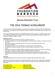 2016 Thomas Scholarship Application
