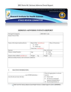 ERC Form 4G: Serious Adverse Event Report