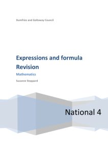 Expressions and formula Revision