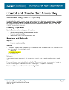 Quiz Key Comfort and Climate 1.1
