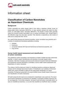Classification of Carbon Nanotubes as Hazardous Chemicals