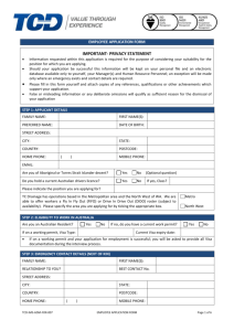 TCD Employment Application (Word)