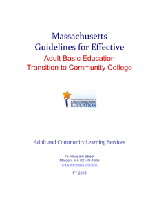 Purpose of the Massachusetts ABE Transition to Community College
