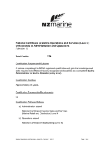National Certificate in Marina Operations and Services