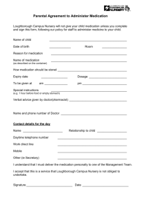 Parental Agreement to Administer Medicaiton form
