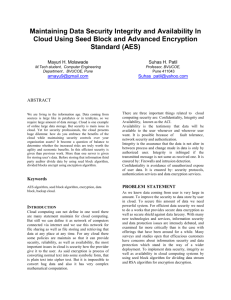 Maintaining Data Security Integrity and Availability In Cloud Using