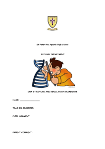 DNA Structure and Replication - St Peter the Apostle High School