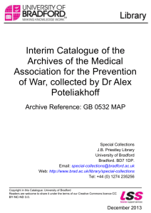Interim Catalogue of the Archives of MAPW