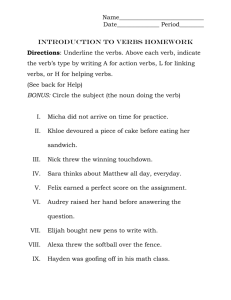 Introduction to Verbs Homework