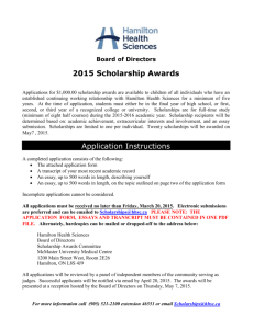 2015 Scholarship Awards - Hamilton Health Sciences