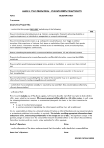 Annex B: Ethics Review Form – Student Dissertations/Projects